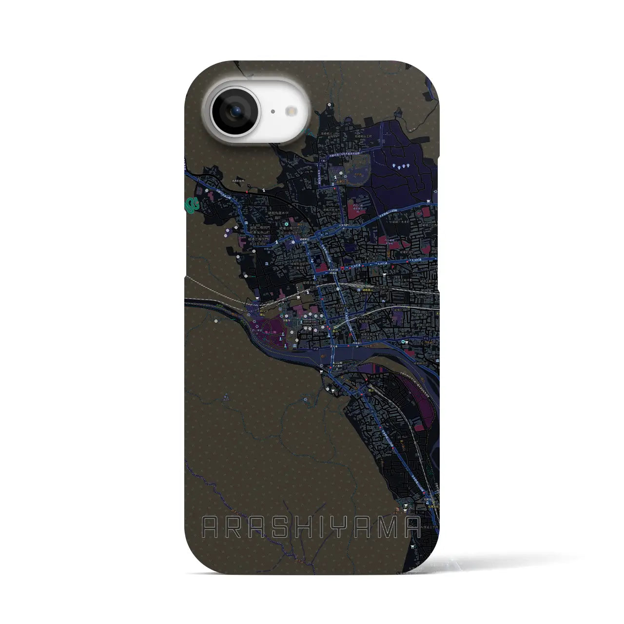 【嵐山(京都府)】地図柄iPhoneケース(バックカバータイプ)