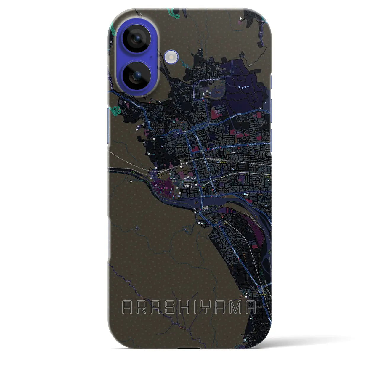 【嵐山(京都府)】地図柄iPhoneケース(バックカバータイプ)