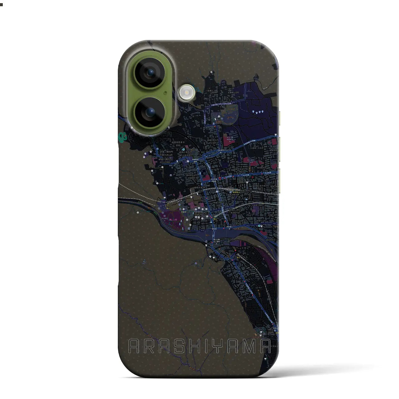 【嵐山(京都府)】地図柄iPhoneケース(バックカバータイプ)