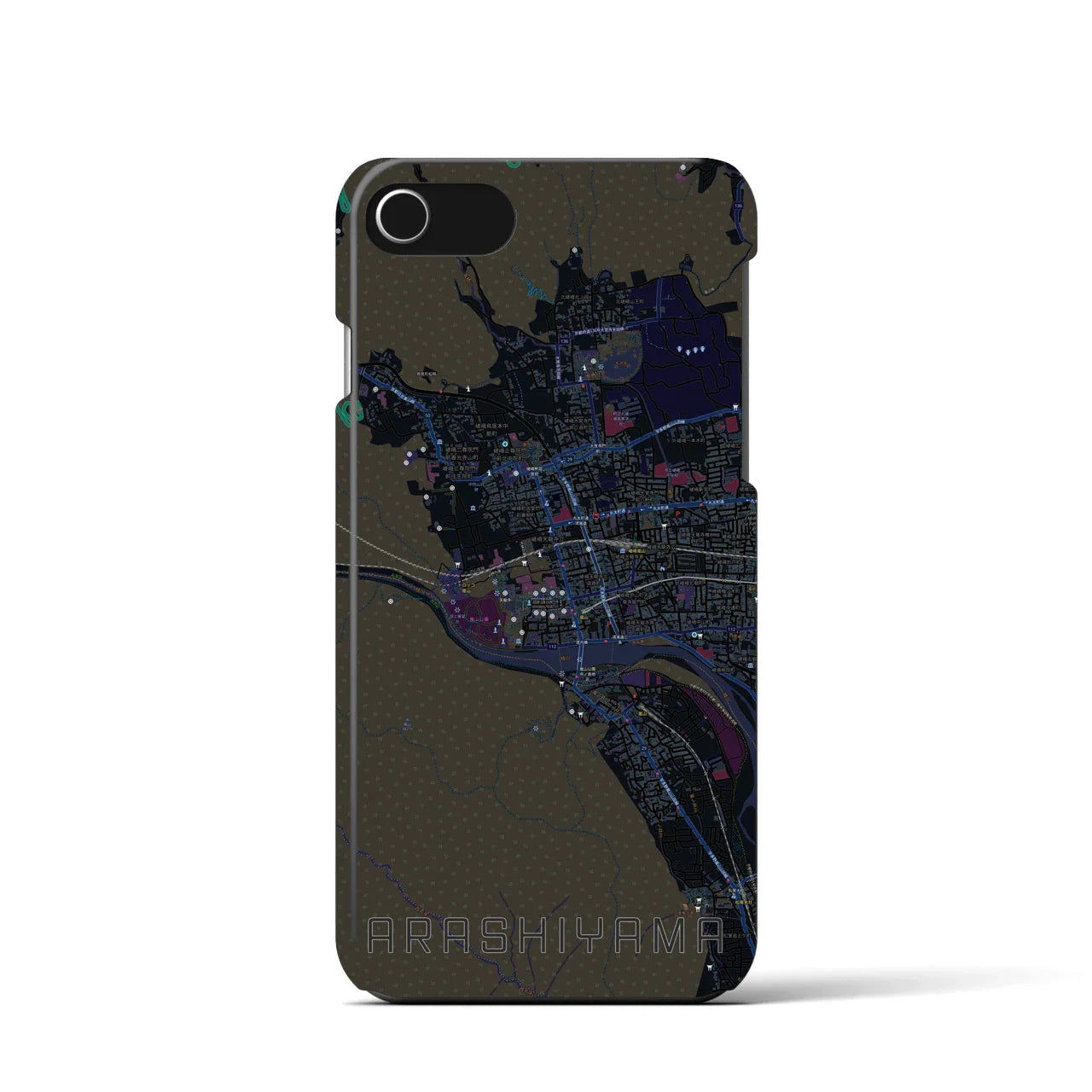 【嵐山(京都府)】地図柄iPhoneケース(バックカバータイプ)