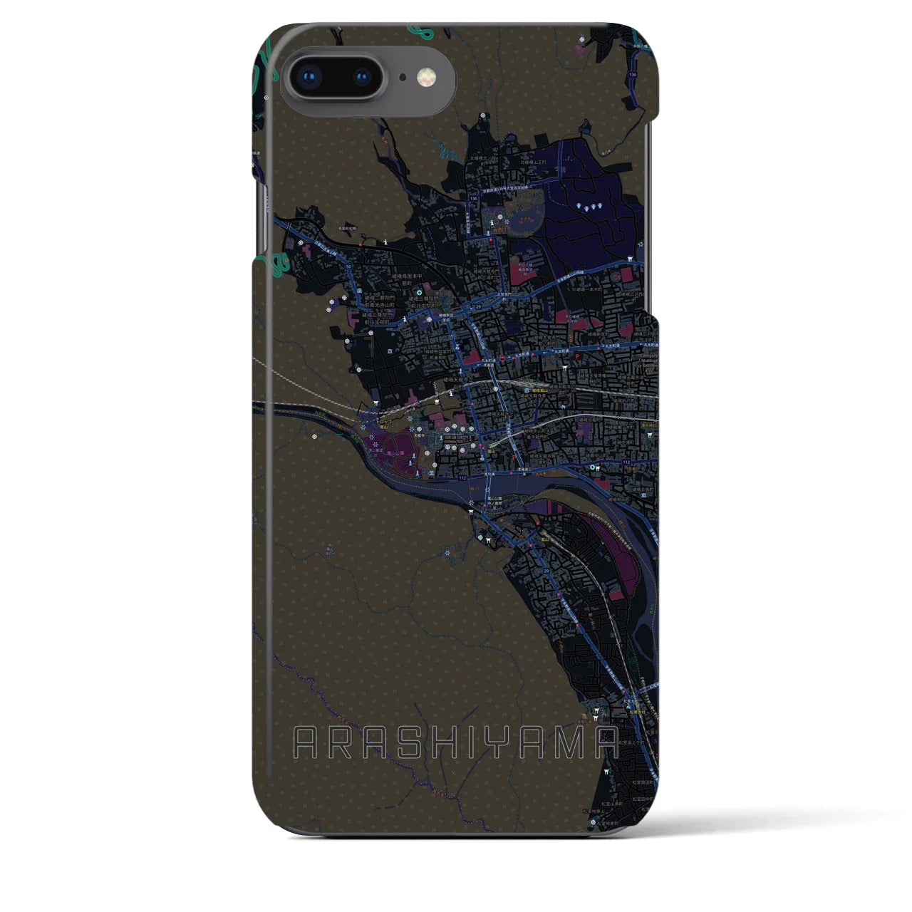 【嵐山(京都府)】地図柄iPhoneケース(バックカバータイプ)