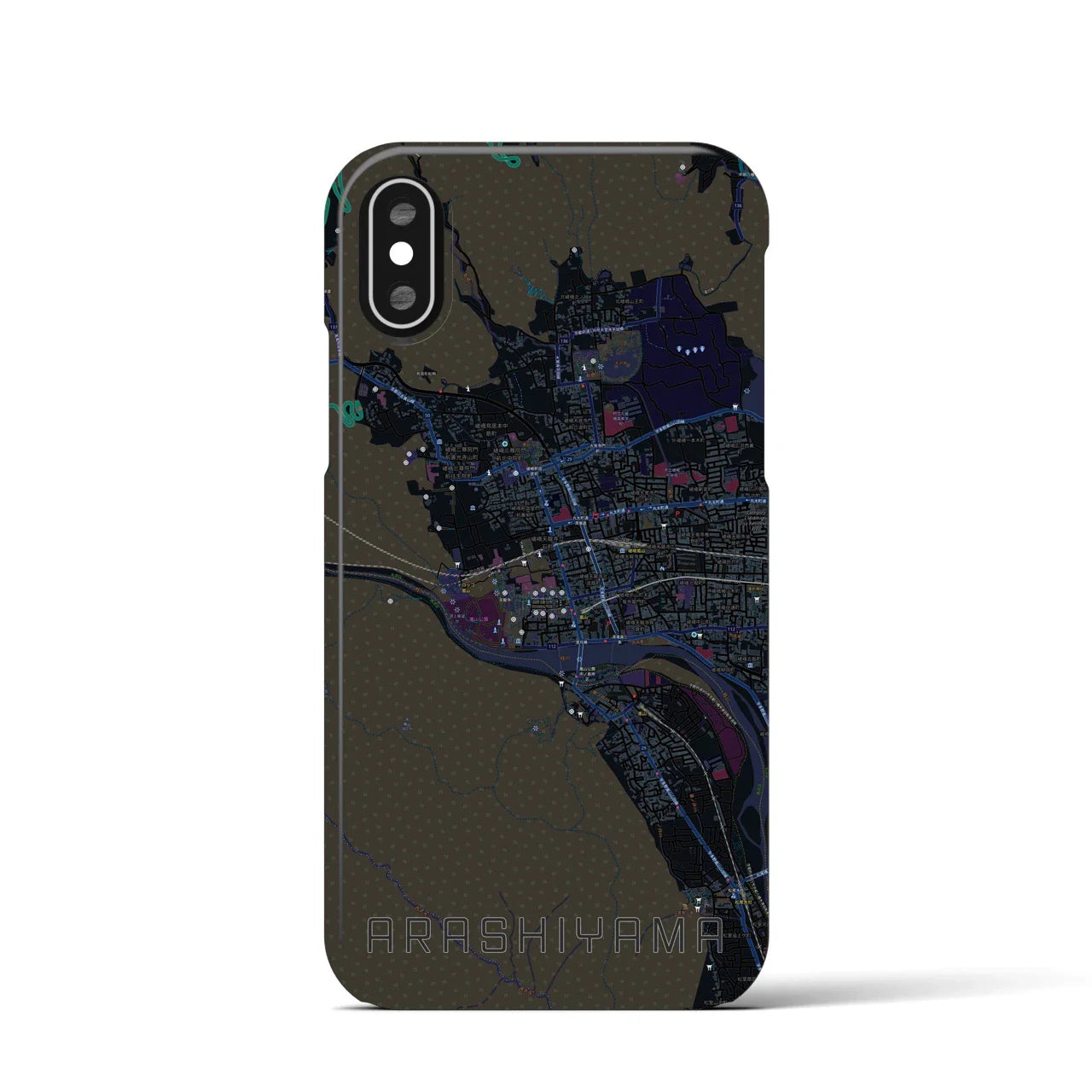 【嵐山(京都府)】地図柄iPhoneケース(バックカバータイプ)