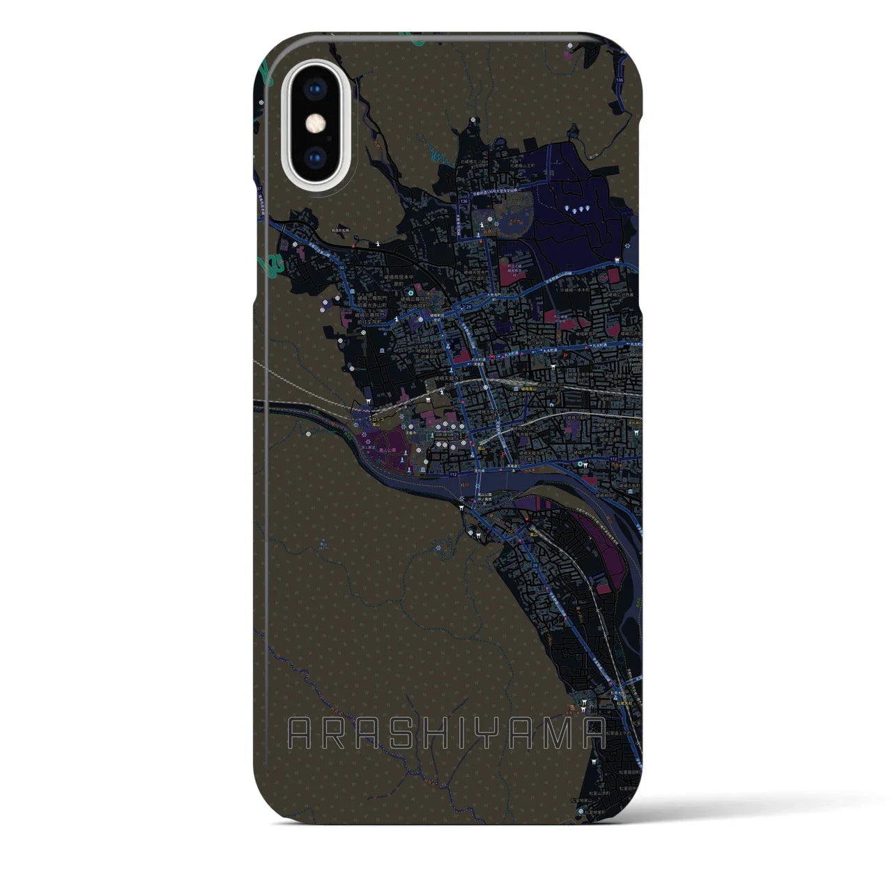 【嵐山(京都府)】地図柄iPhoneケース(バックカバータイプ)