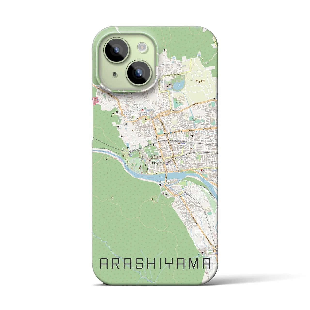 【嵐山(京都府)】地図柄iPhoneケース(バックカバータイプ)