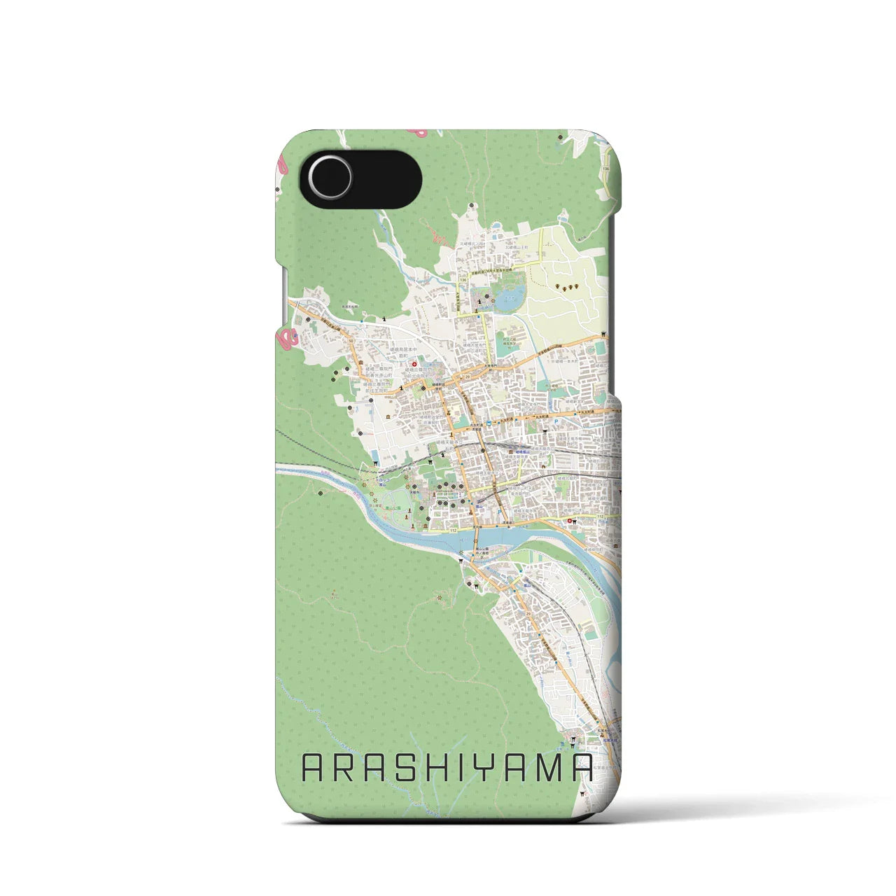 【嵐山(京都府)】地図柄iPhoneケース(バックカバータイプ)