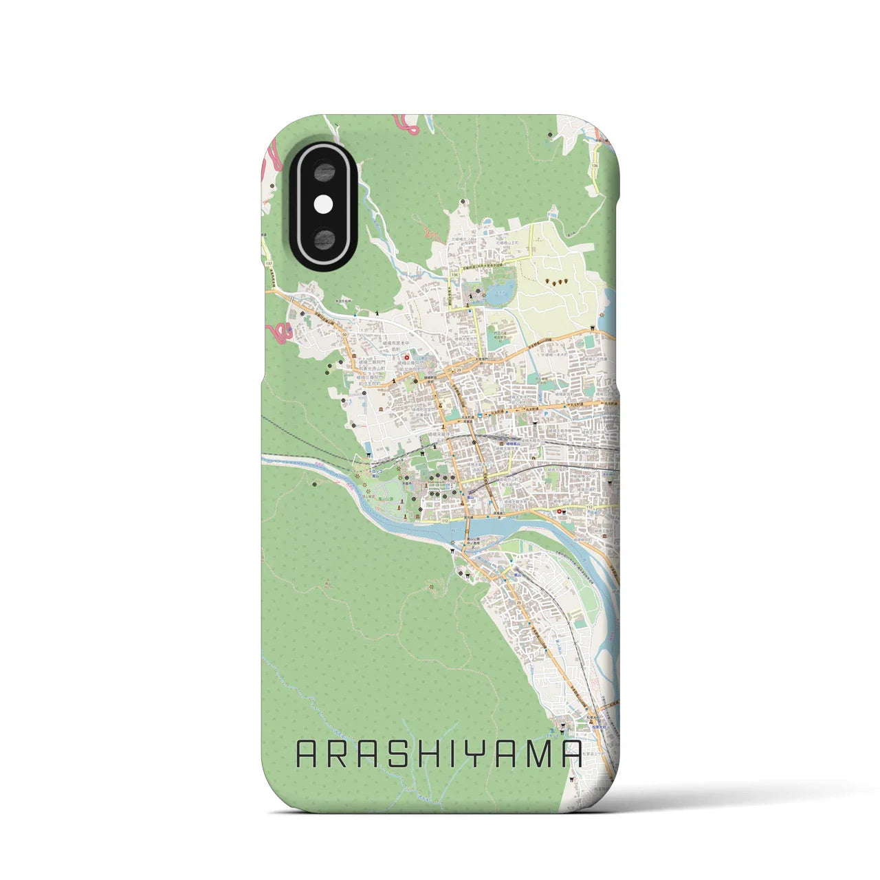 【嵐山(京都府)】地図柄iPhoneケース(バックカバータイプ)