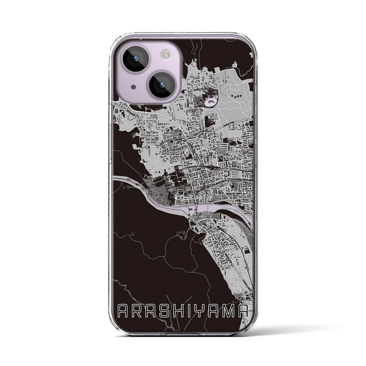 【嵐山(京都府)】地図柄iPhoneケース(クリアタイプ)