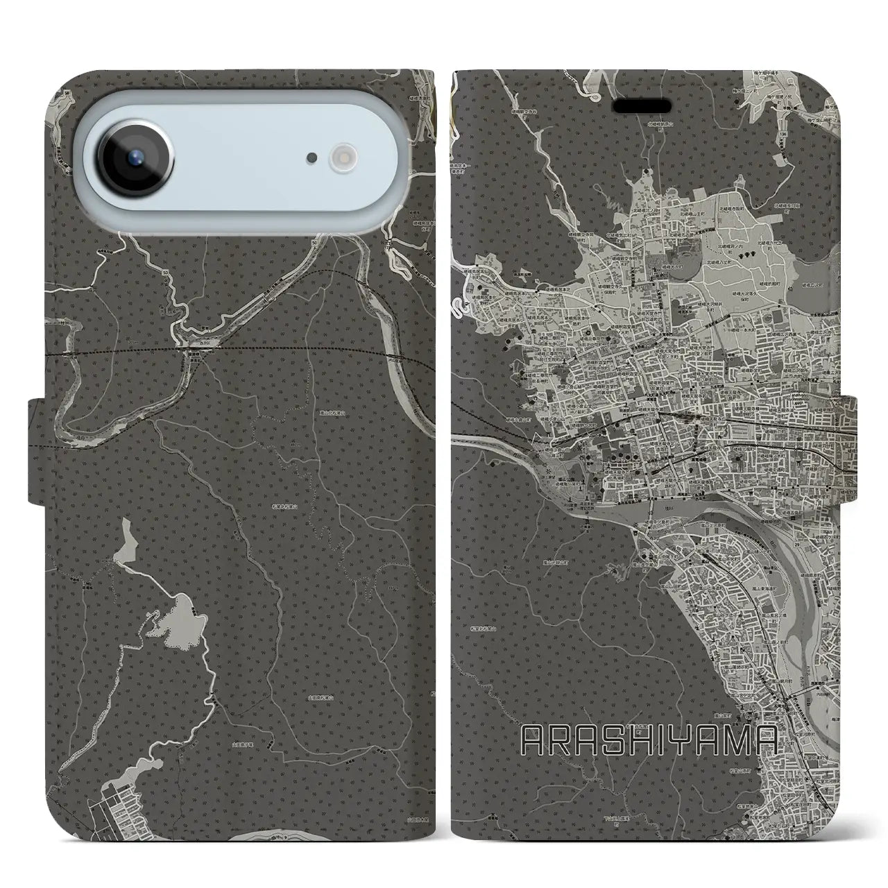 【嵐山(京都府)】地図柄iPhoneケース(手帳タイプ)