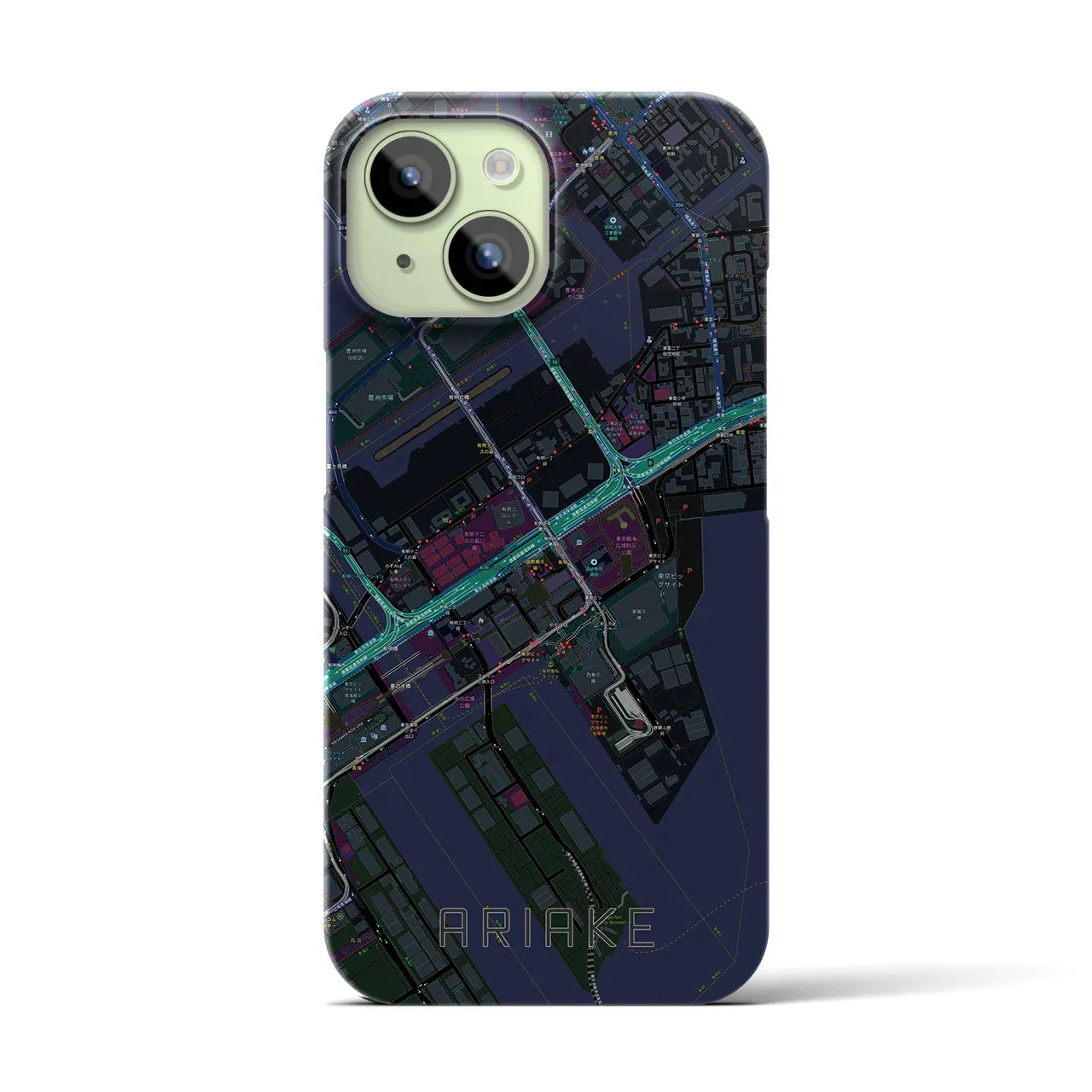 【有明(東京都)】地図柄iPhoneケース(バックカバータイプ)