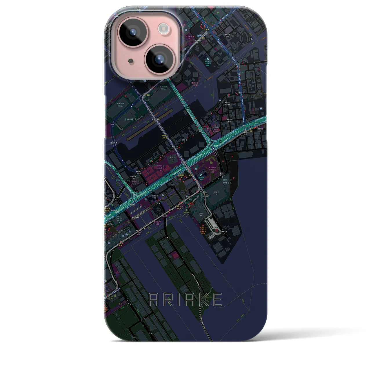 【有明(東京都)】地図柄iPhoneケース(バックカバータイプ)