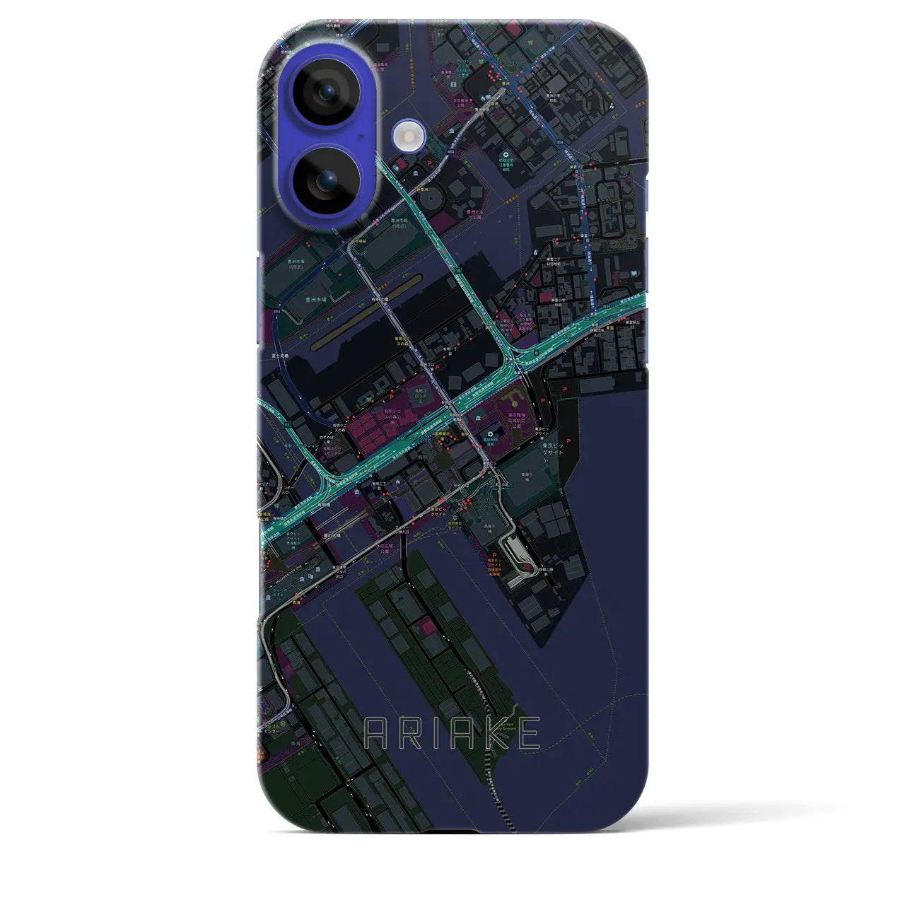 【有明(東京都)】地図柄iPhoneケース(バックカバータイプ)