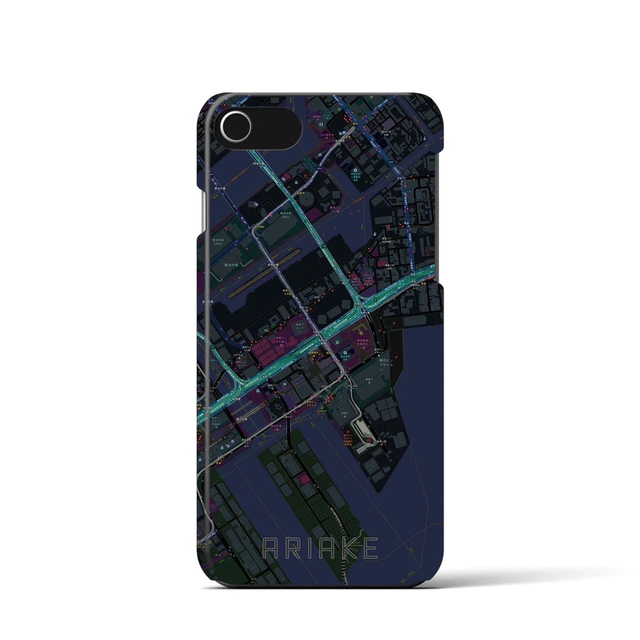 【有明(東京都)】地図柄iPhoneケース(バックカバータイプ)