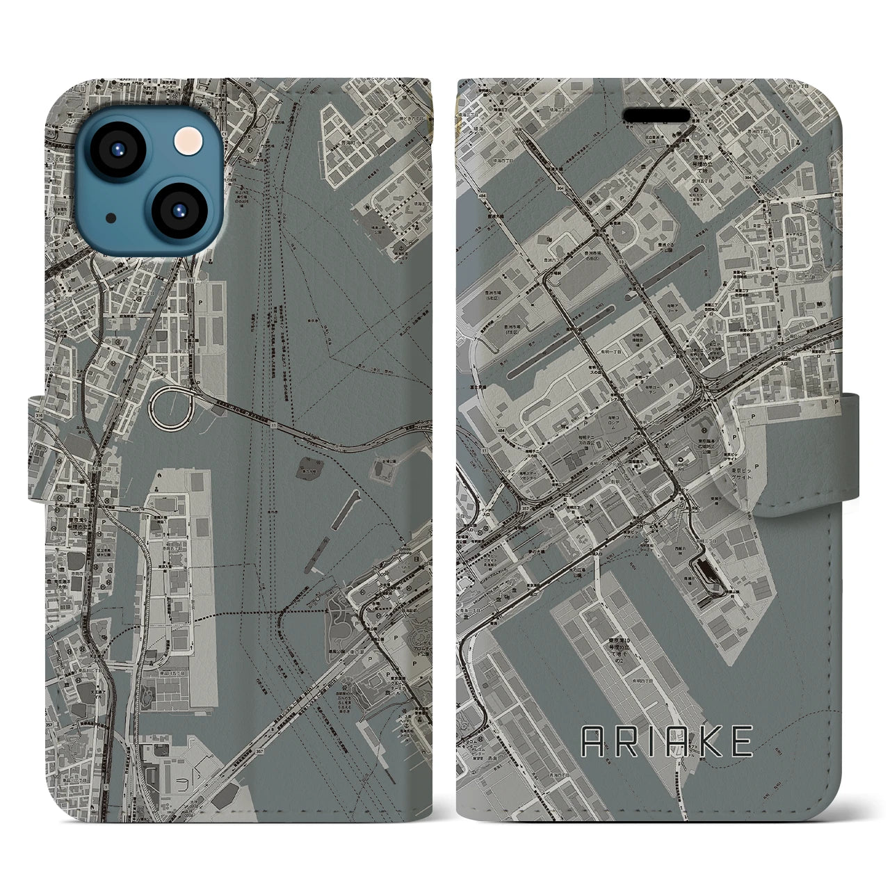 【有明(東京都)】地図柄iPhoneケース(手帳タイプ)