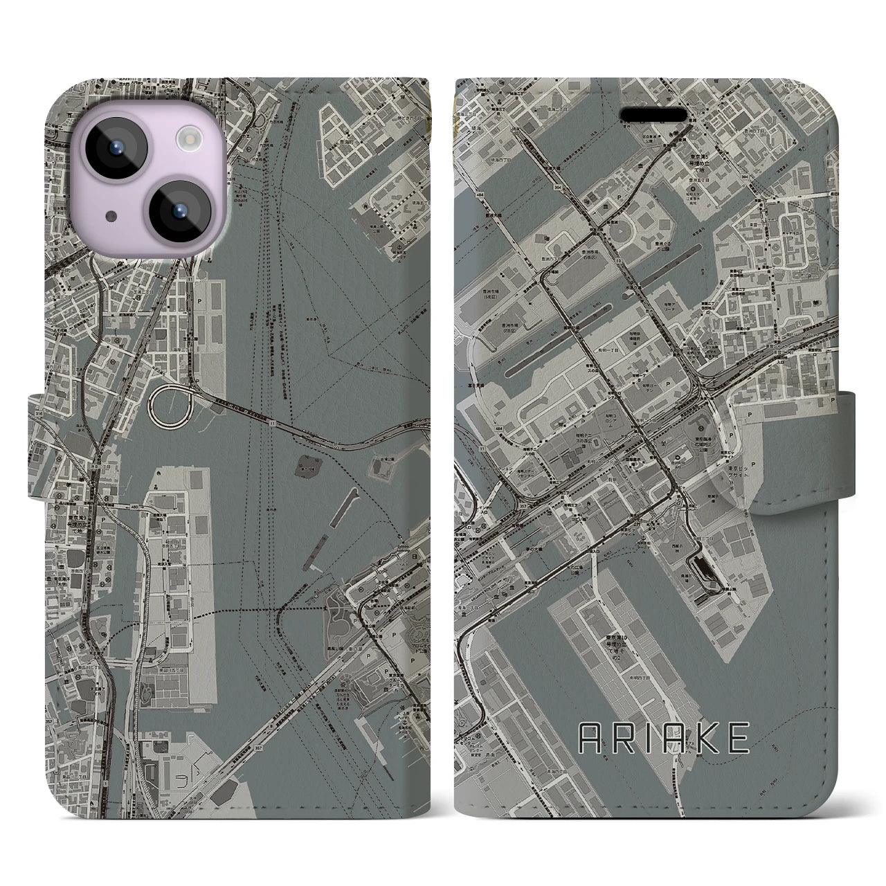 【有明(東京都)】地図柄iPhoneケース(手帳タイプ)