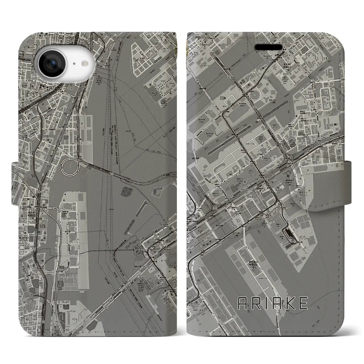 【有明(東京都)】地図柄iPhoneケース(手帳タイプ)