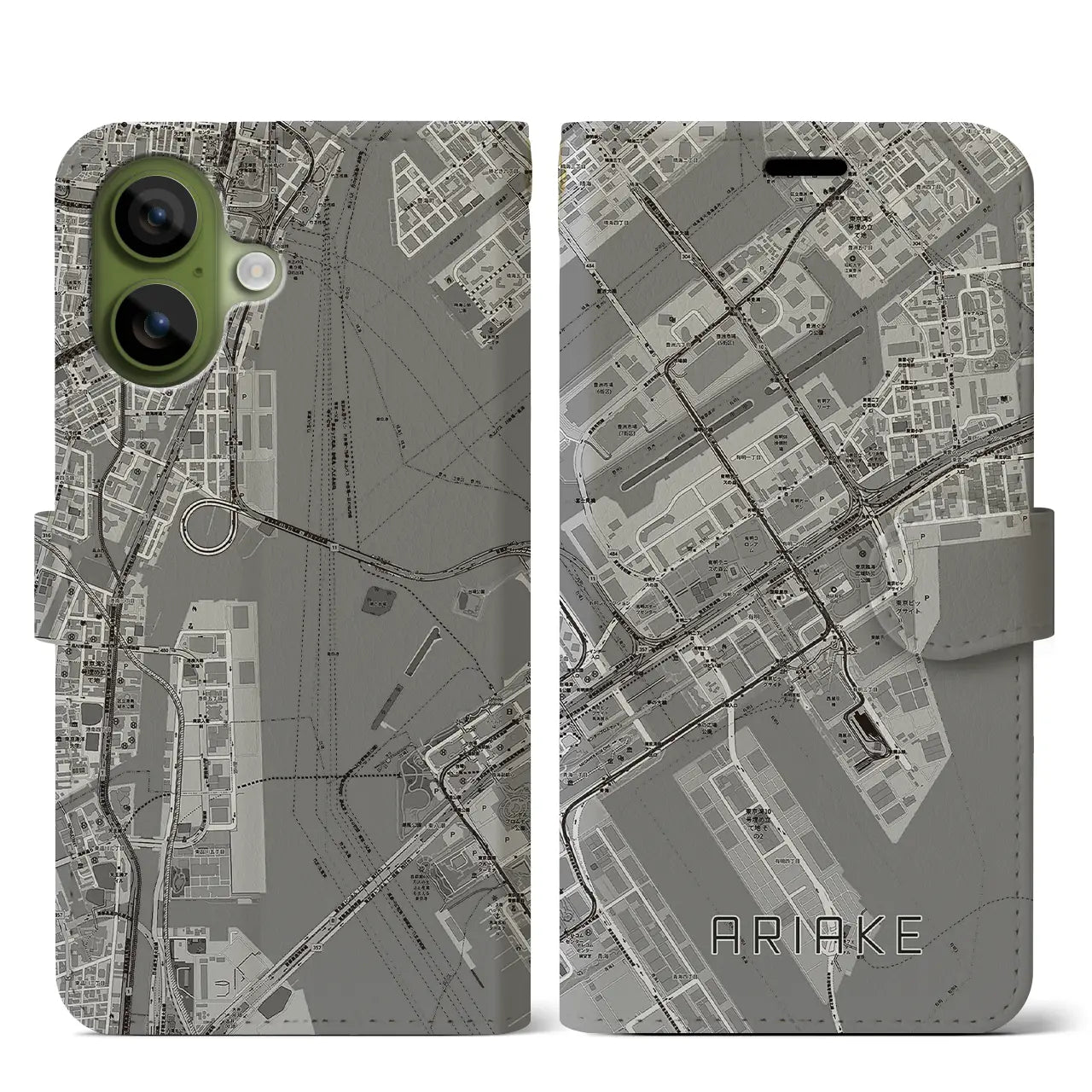 【有明(東京都)】地図柄iPhoneケース(手帳タイプ)