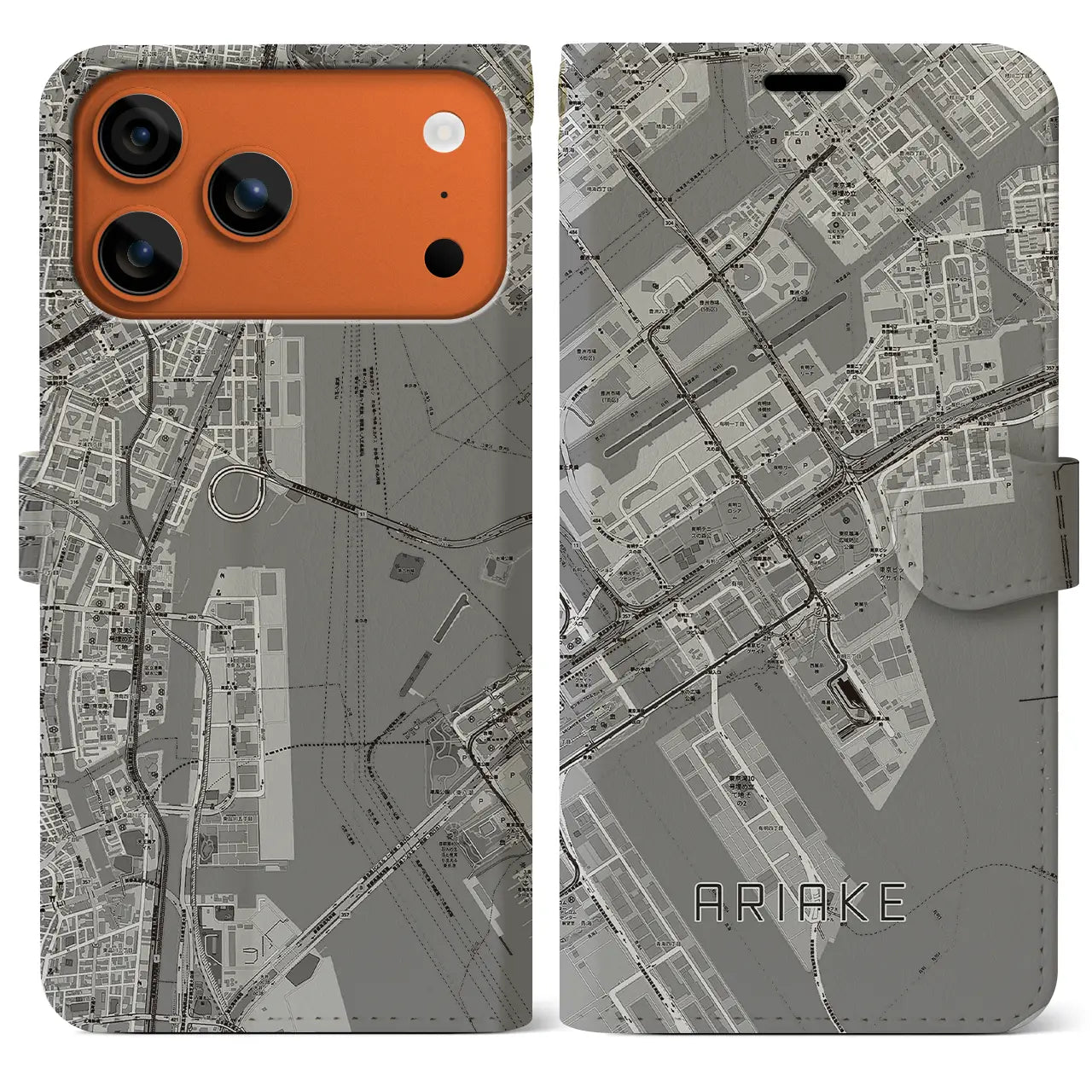 【有明(東京都)】地図柄iPhoneケース(手帳タイプ)