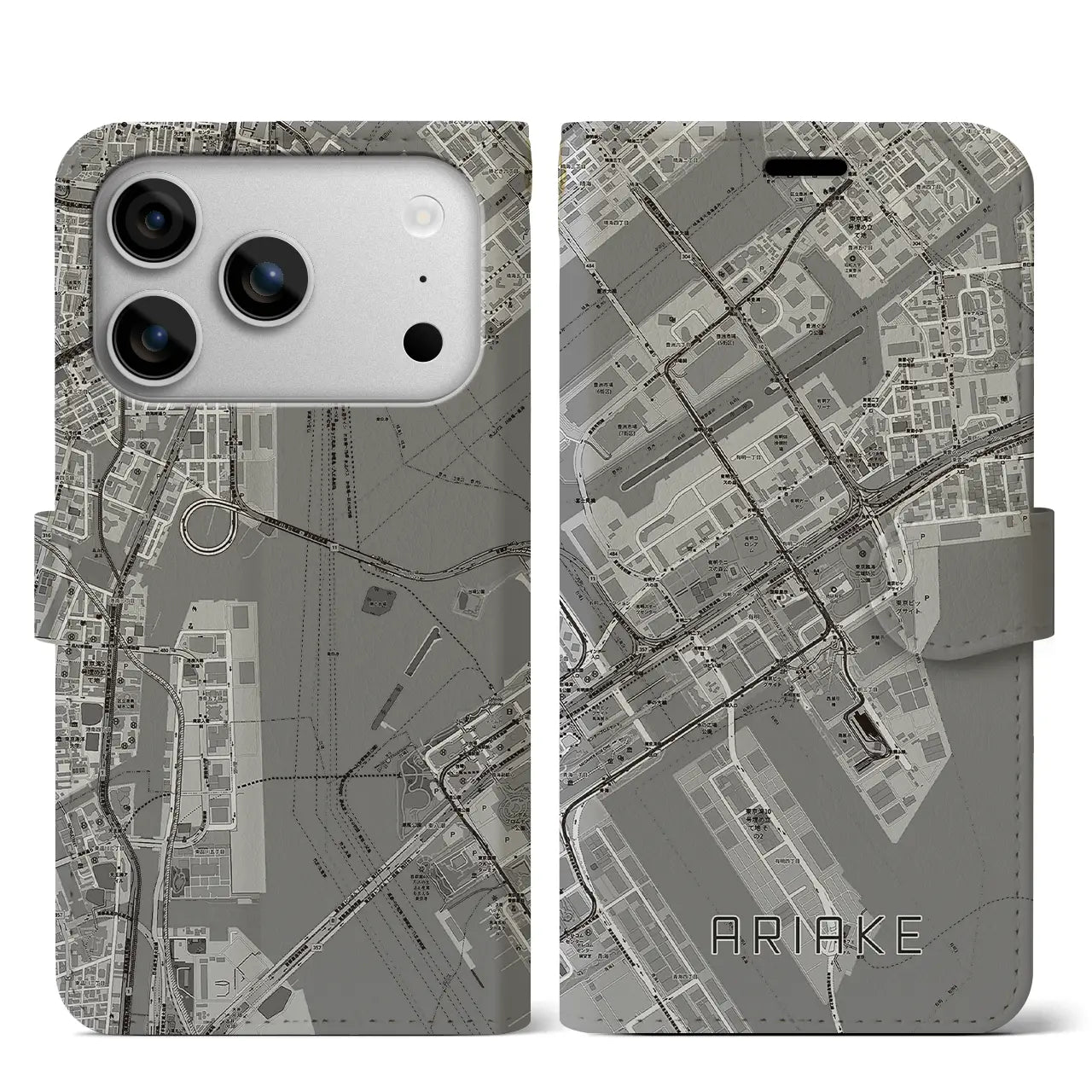 【有明(東京都)】地図柄iPhoneケース(手帳タイプ)