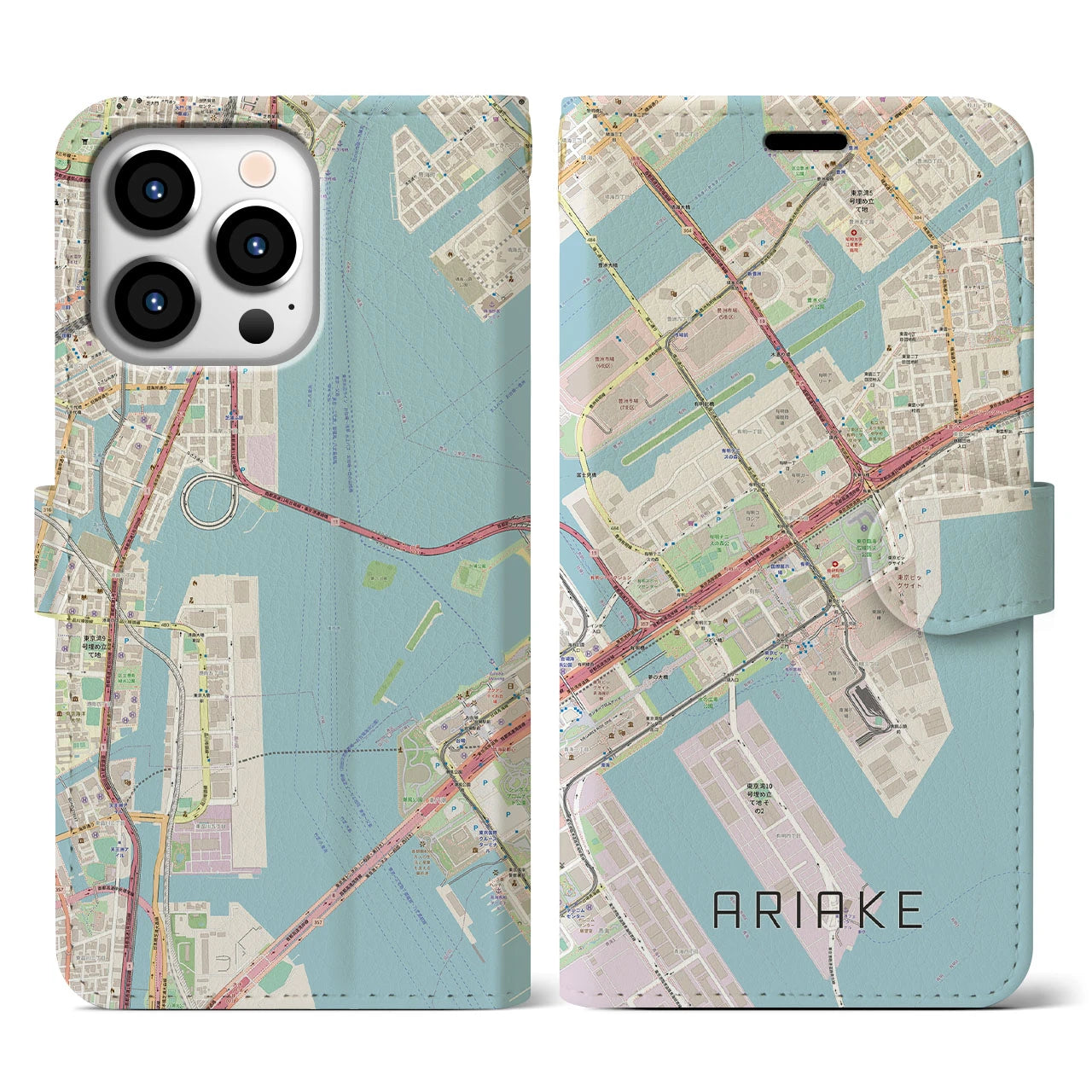【有明(東京都)】地図柄iPhoneケース(手帳タイプ)