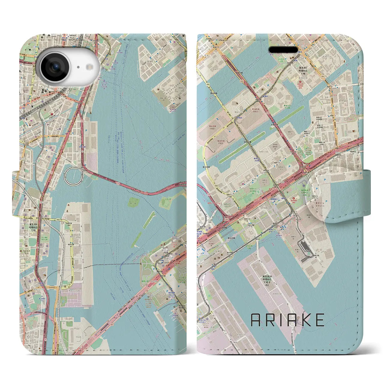 【有明(東京都)】地図柄iPhoneケース(手帳タイプ)