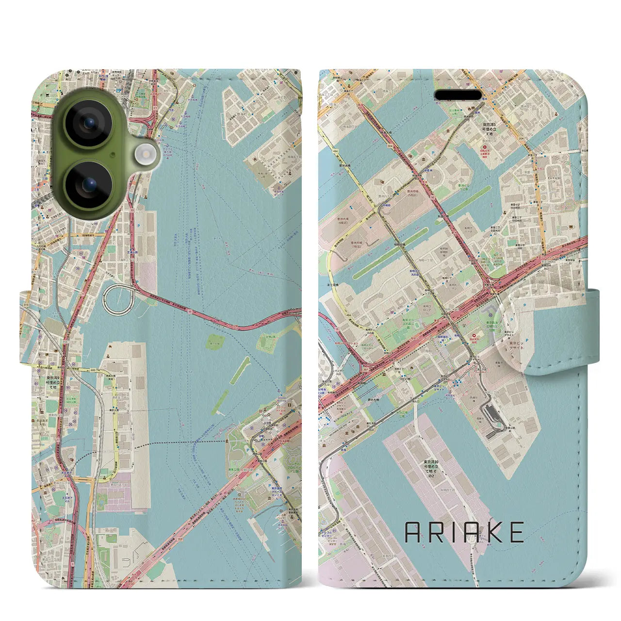 【有明(東京都)】地図柄iPhoneケース(手帳タイプ)