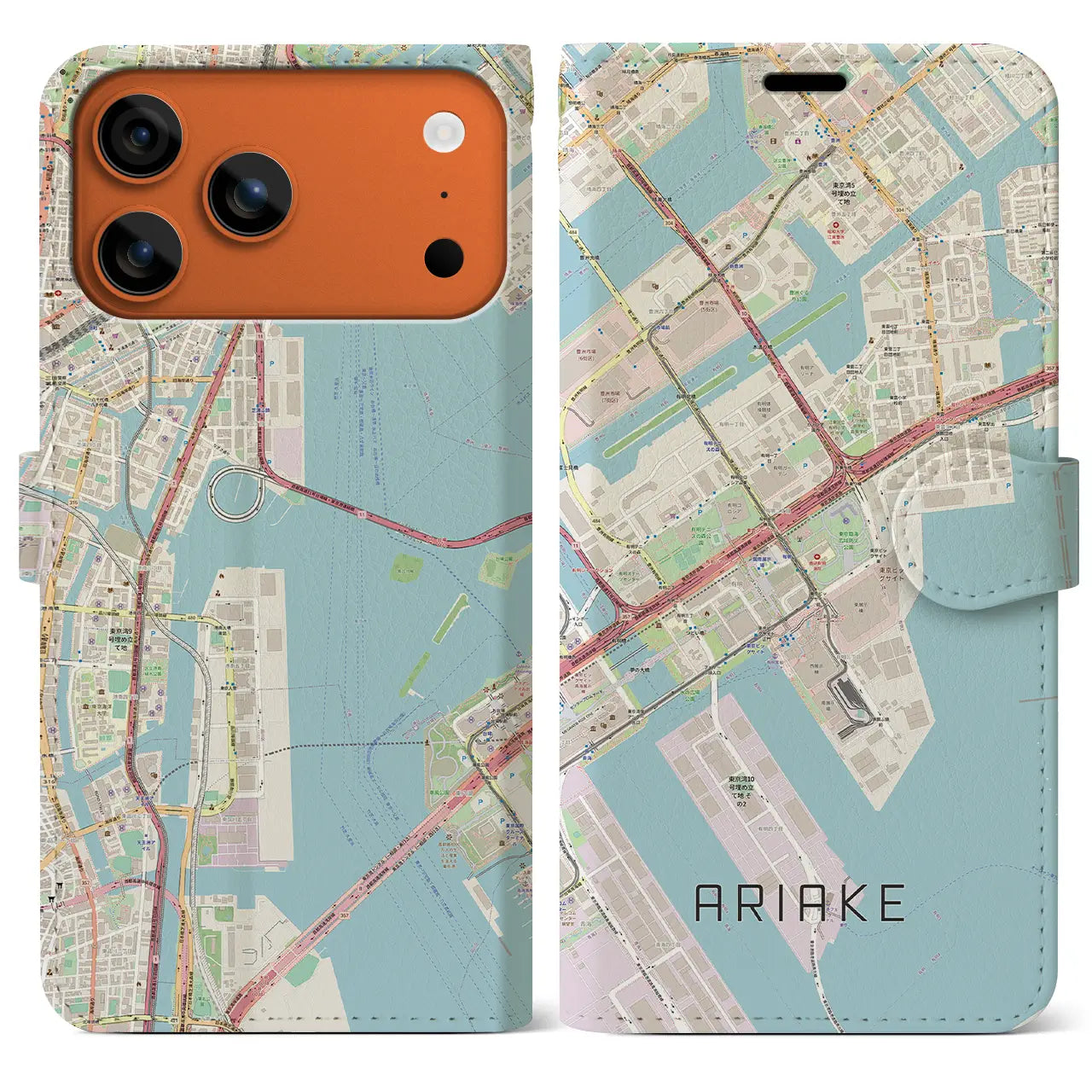 【有明(東京都)】地図柄iPhoneケース(手帳タイプ)