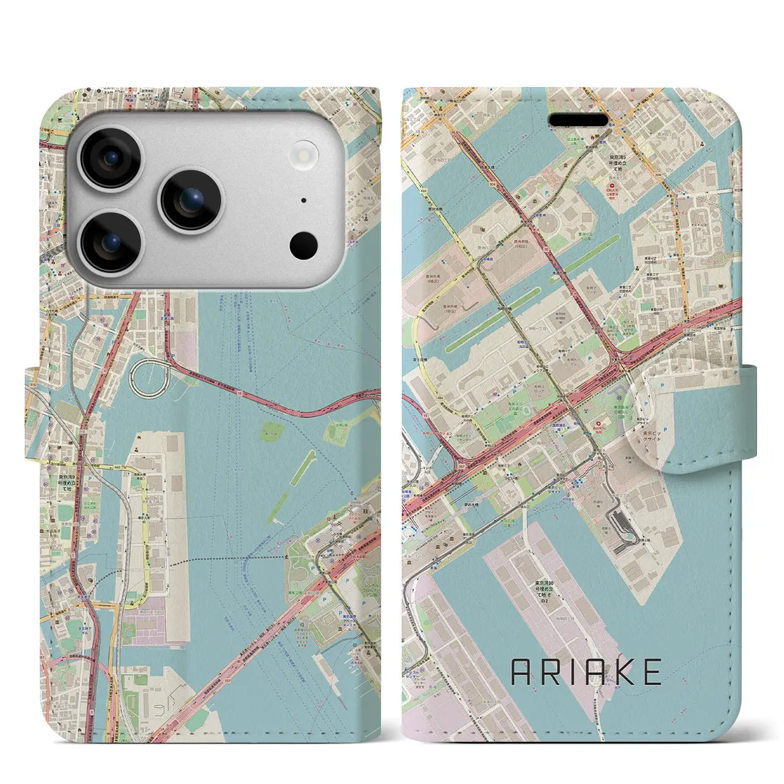 【有明(東京都)】地図柄iPhoneケース(手帳タイプ)ナチュラル・iPhone 17 Pro Max 用