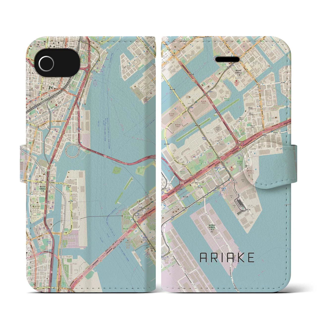 【有明(東京都)】地図柄iPhoneケース(手帳タイプ)