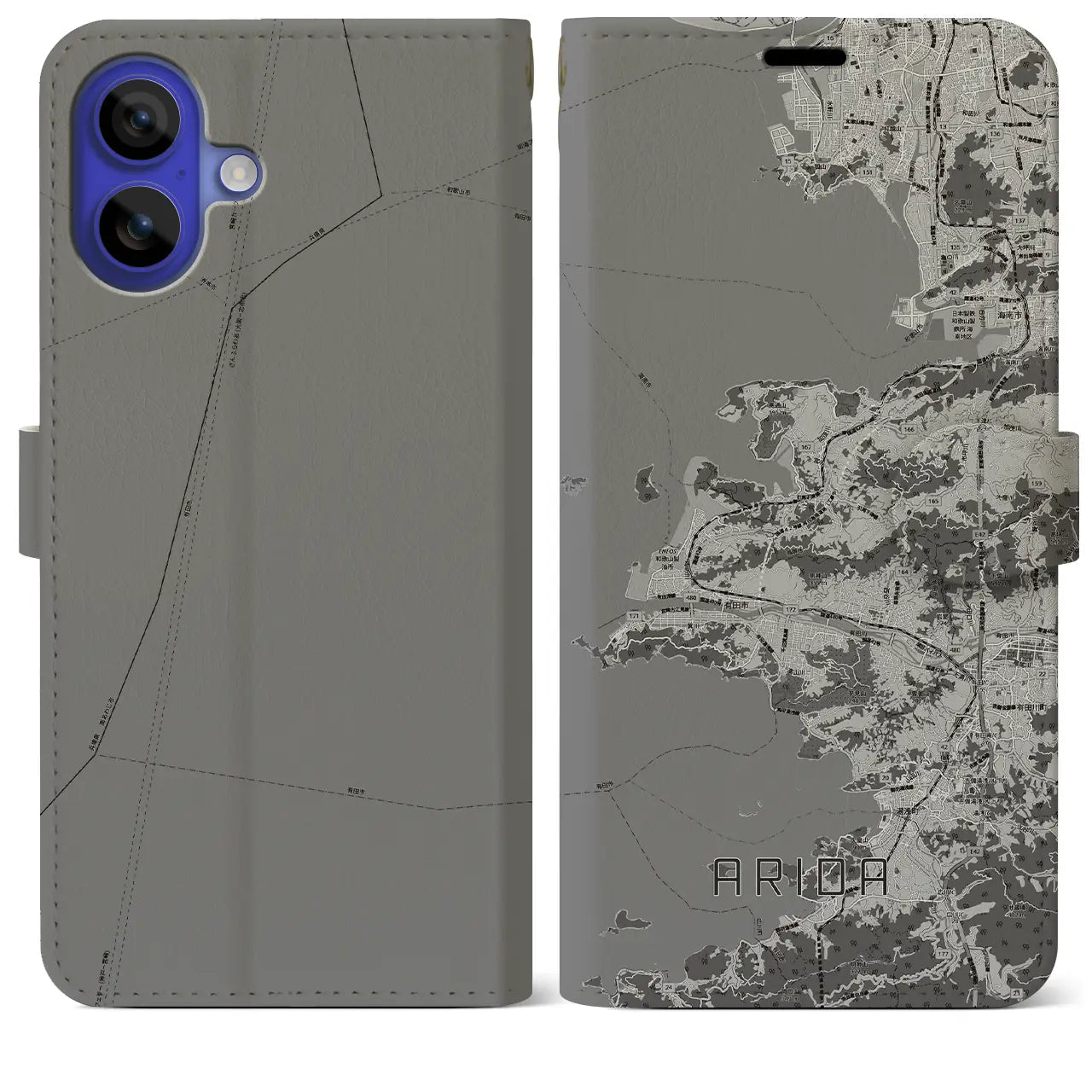 【有田(和歌山県)】地図柄iPhoneケース(手帳タイプ)