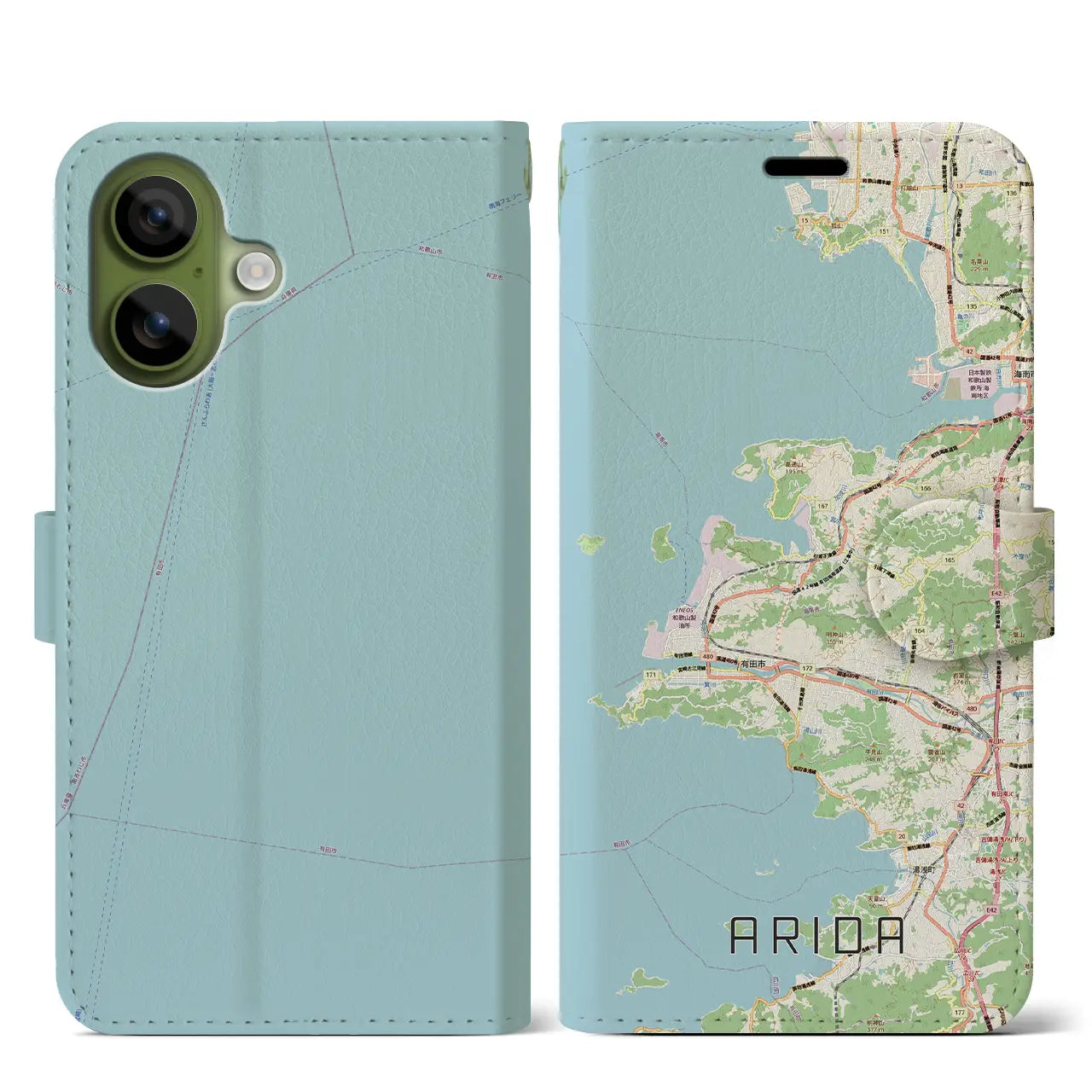 【有田(和歌山県)】地図柄iPhoneケース(手帳タイプ)