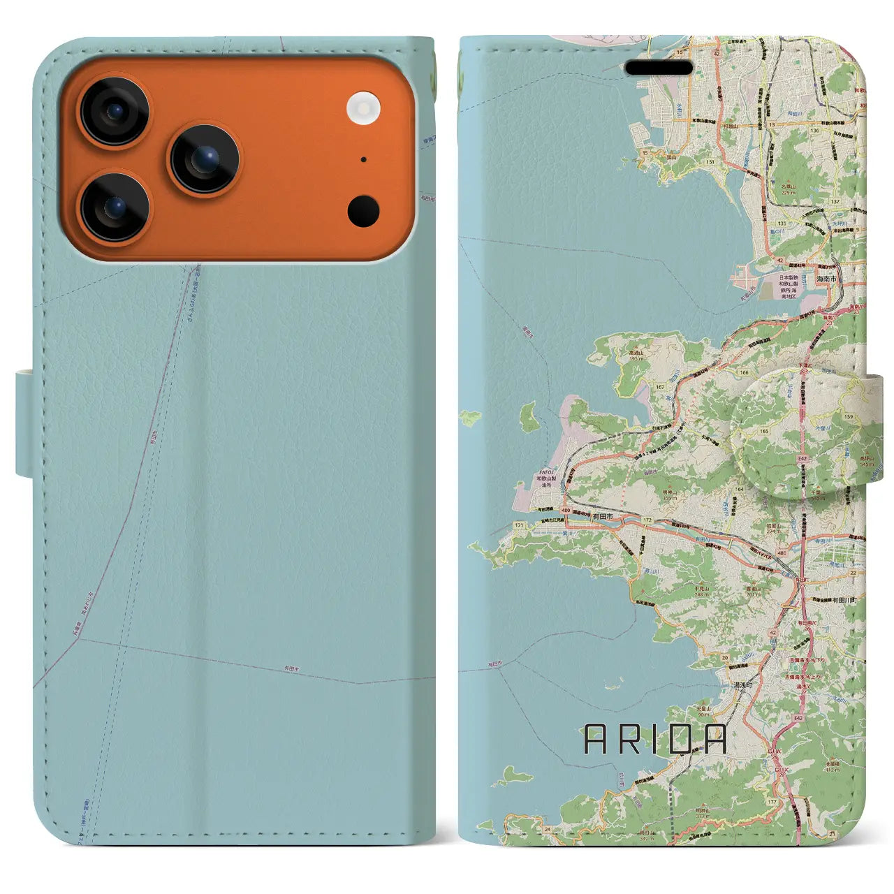 【有田(和歌山県)】地図柄iPhoneケース(手帳タイプ)