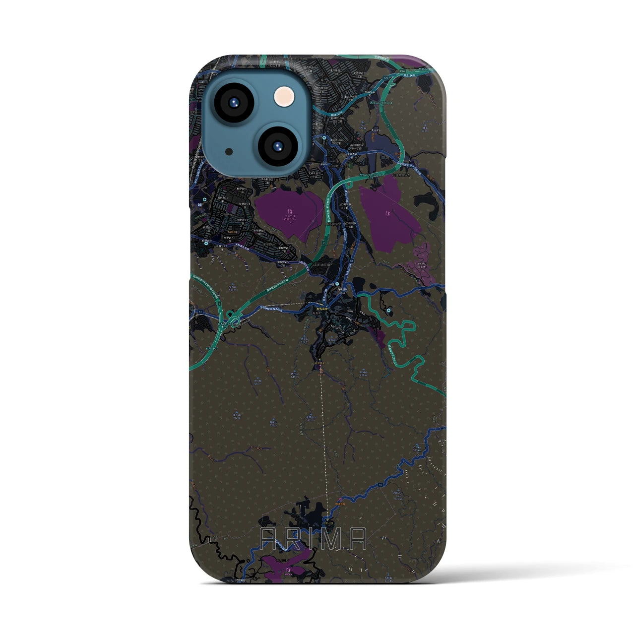 【有馬(兵庫県)】地図柄iPhoneケース(バックカバータイプ)