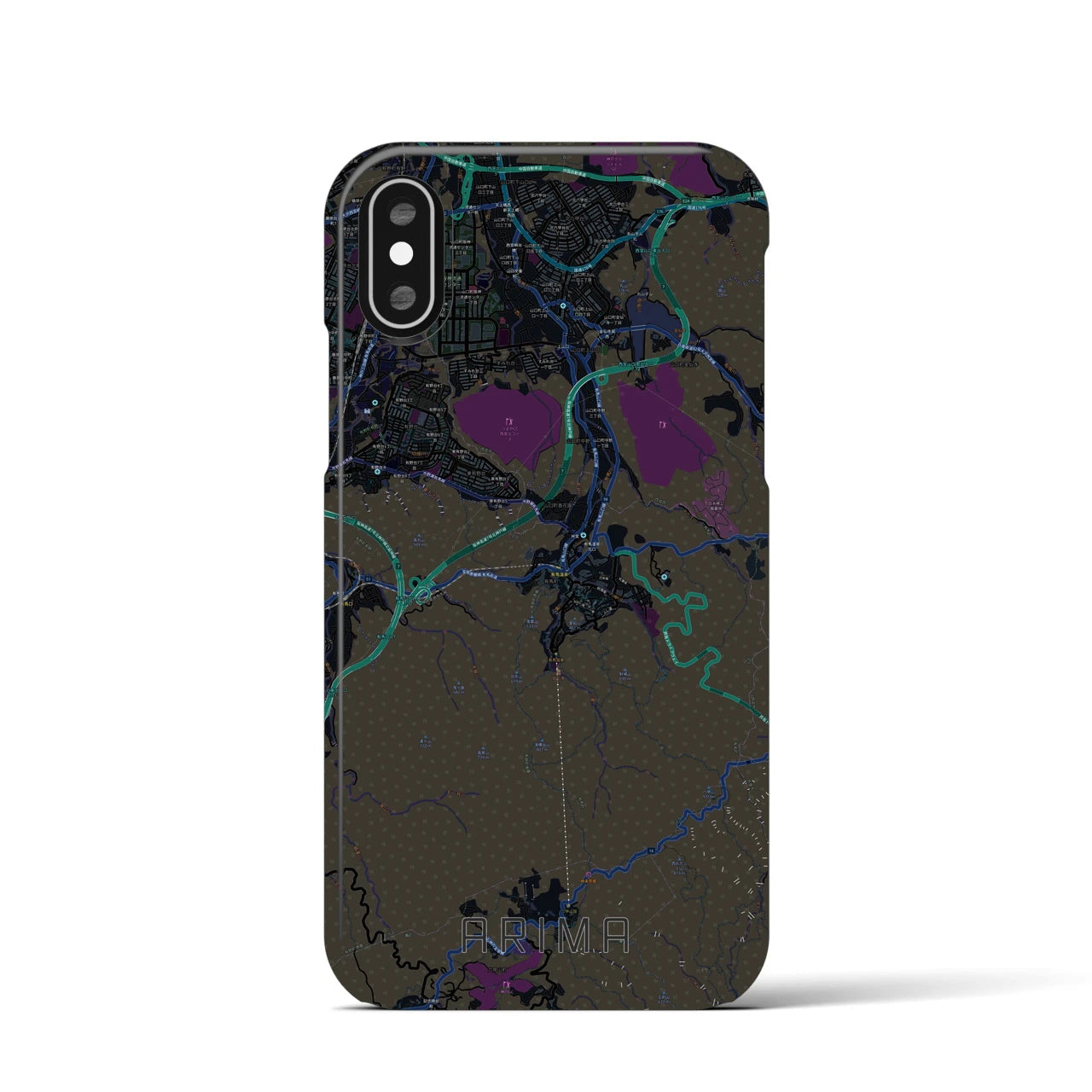 【有馬(兵庫県)】地図柄iPhoneケース(バックカバータイプ)