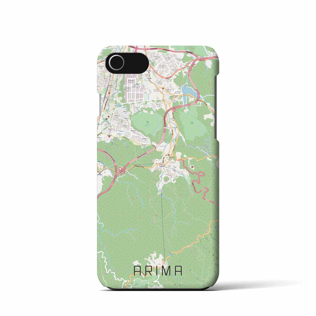 【有馬(兵庫県)】地図柄iPhoneケース(バックカバータイプ)