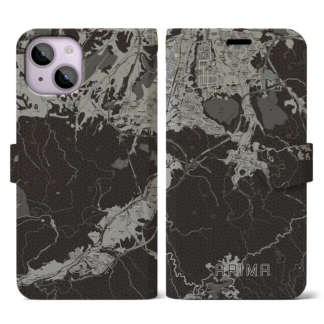 【有馬(兵庫県)】地図柄iPhoneケース(手帳タイプ)