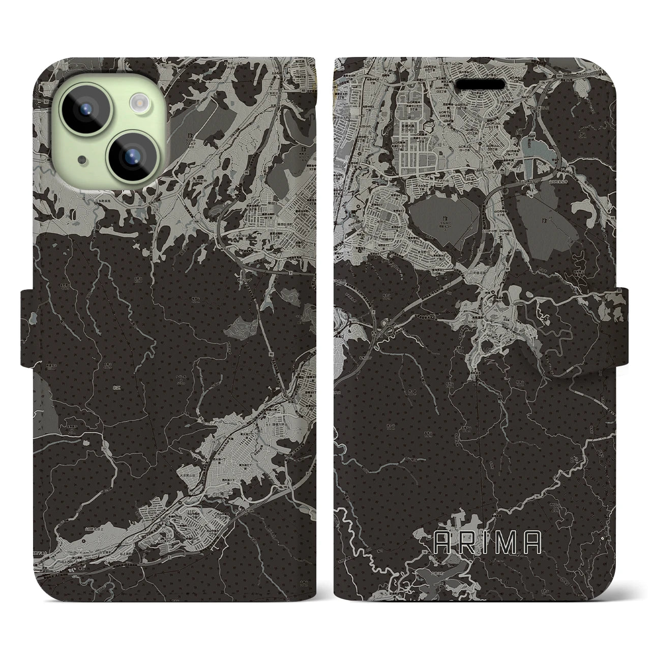 【有馬(兵庫県)】地図柄iPhoneケース(手帳タイプ)