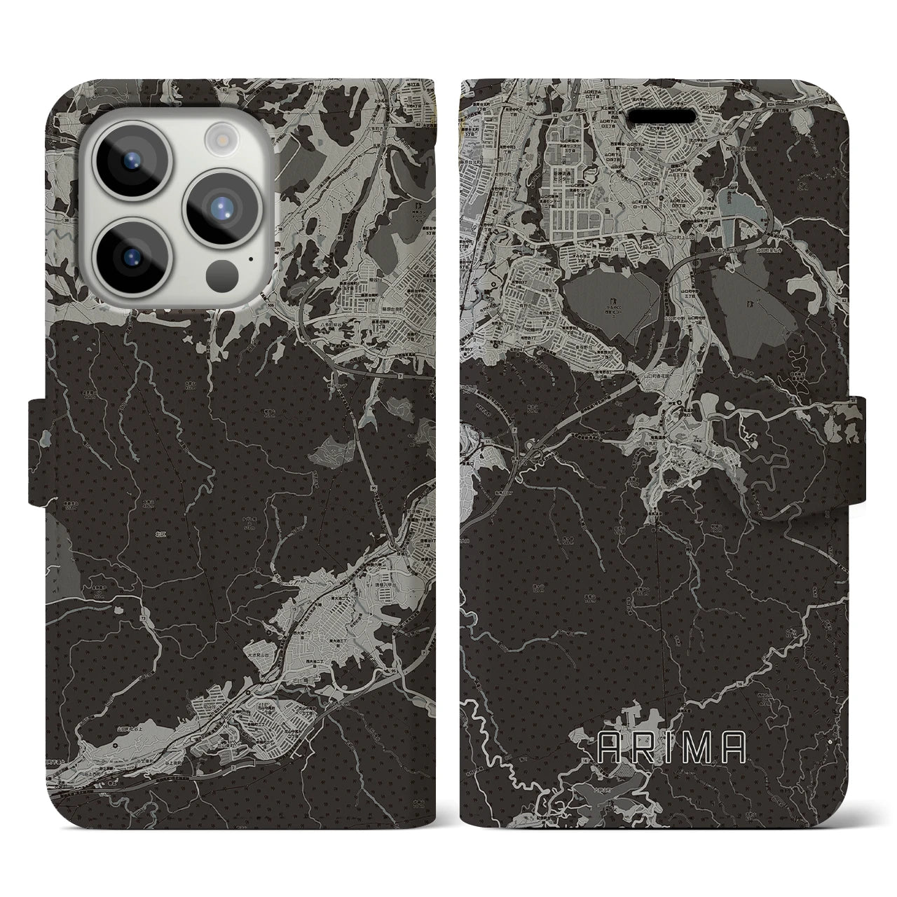 【有馬(兵庫県)】地図柄iPhoneケース(手帳タイプ)