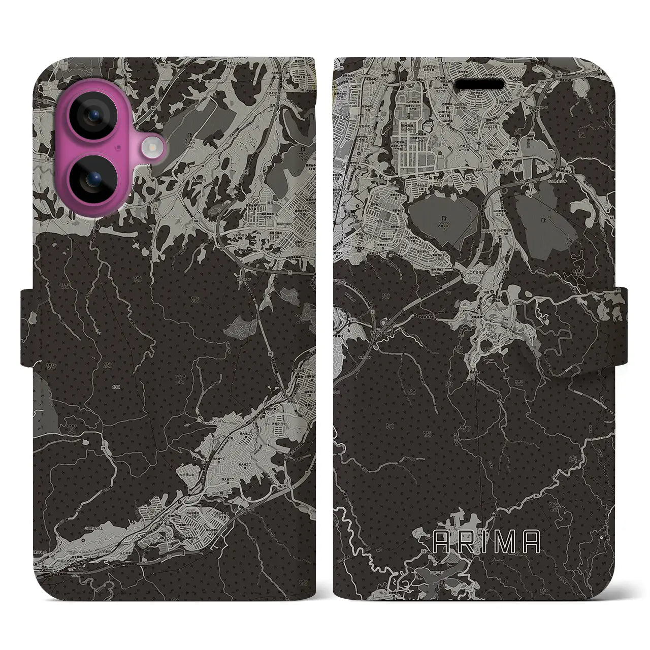 【有馬(兵庫県)】地図柄iPhoneケース(手帳タイプ)