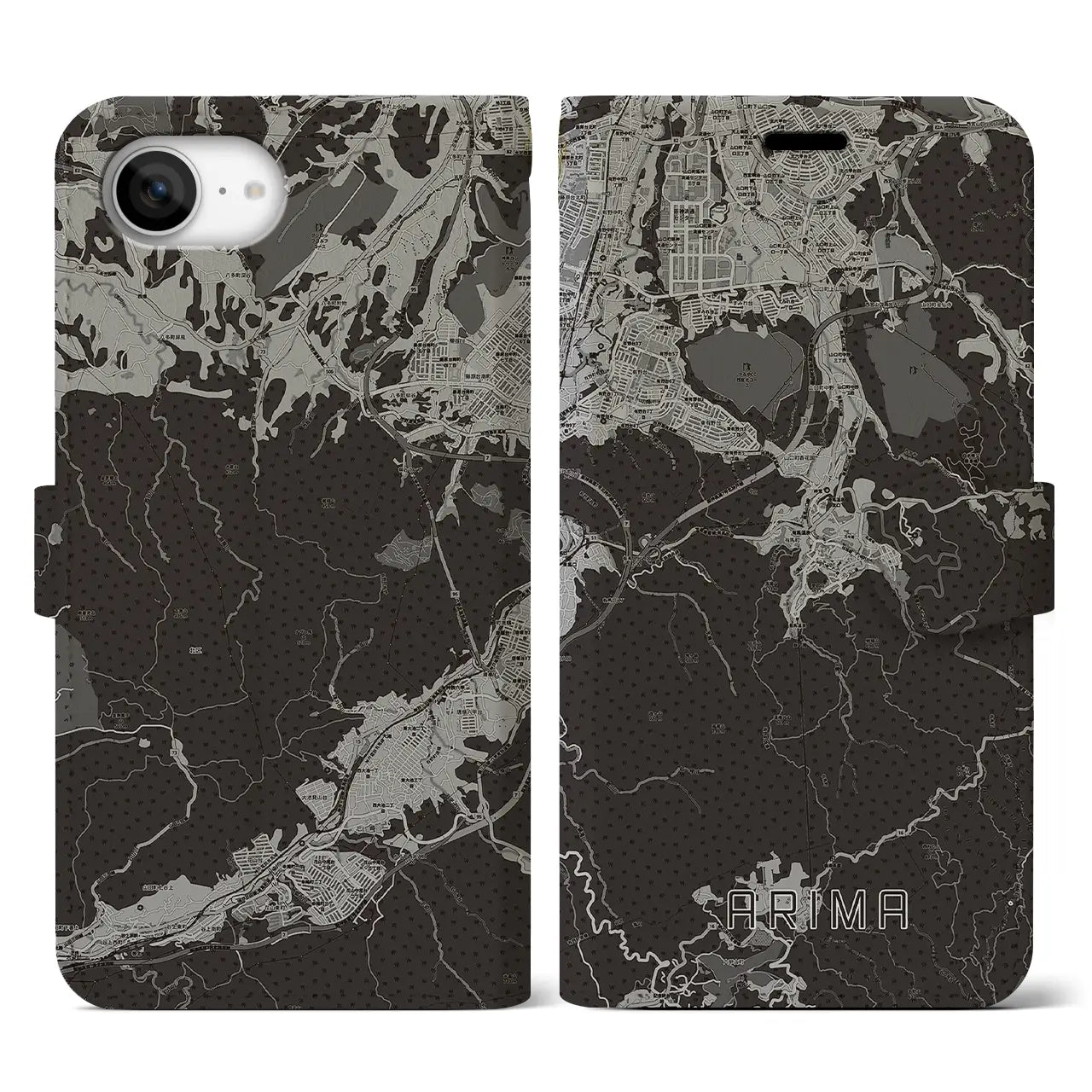 【有馬(兵庫県)】地図柄iPhoneケース(手帳タイプ)