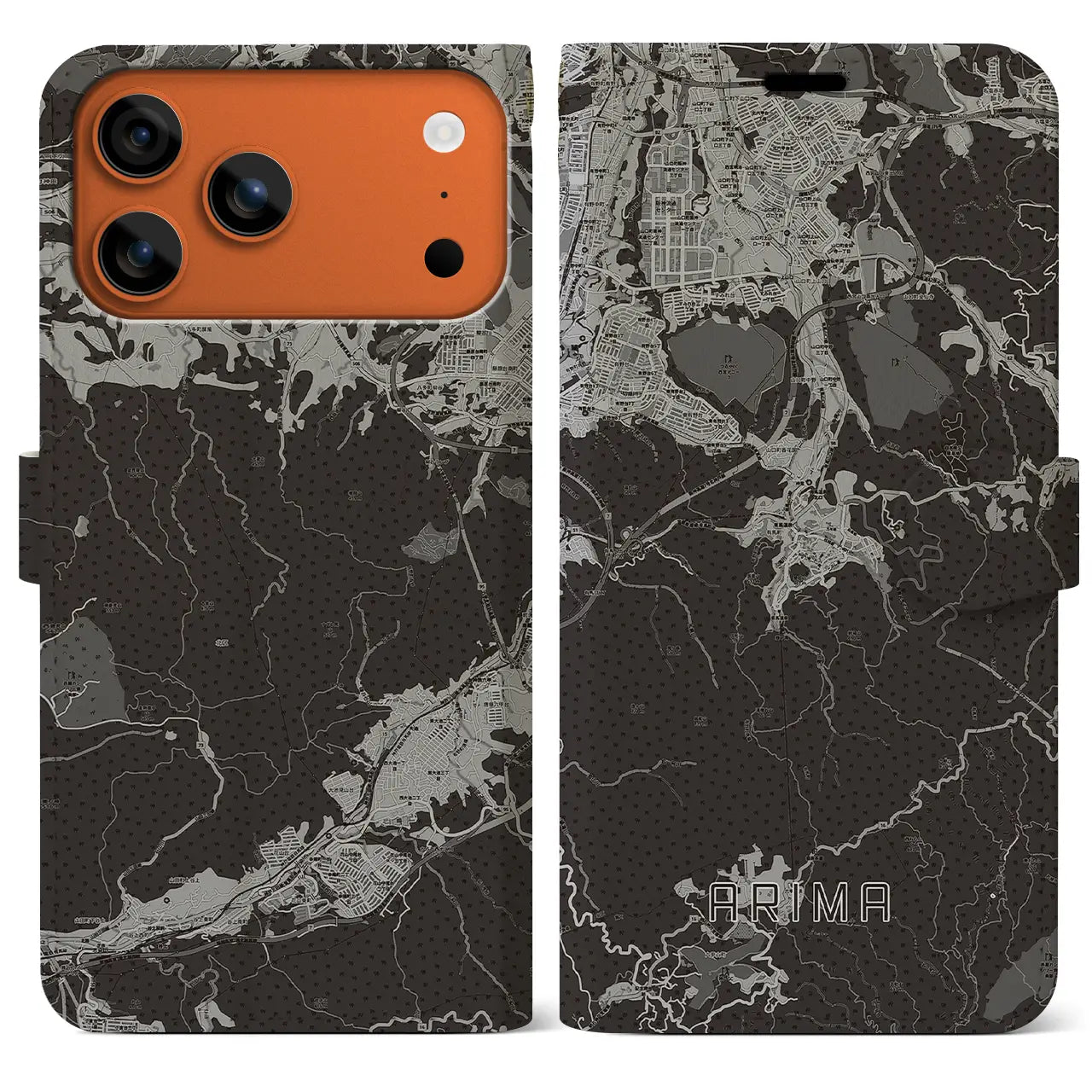 【有馬(兵庫県)】地図柄iPhoneケース(手帳タイプ)