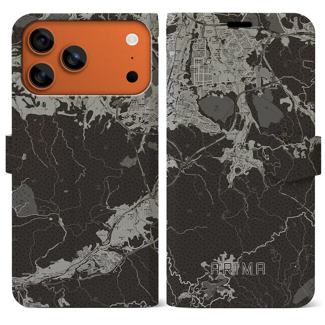 【有馬(兵庫県)】地図柄iPhoneケース(手帳タイプ)