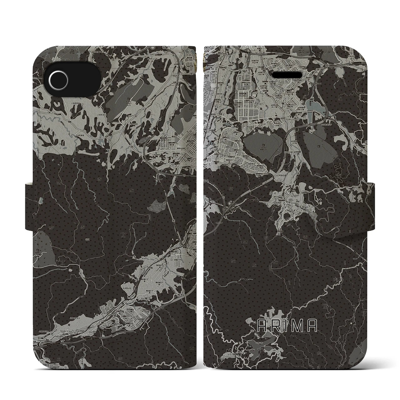 【有馬(兵庫県)】地図柄iPhoneケース(手帳タイプ)