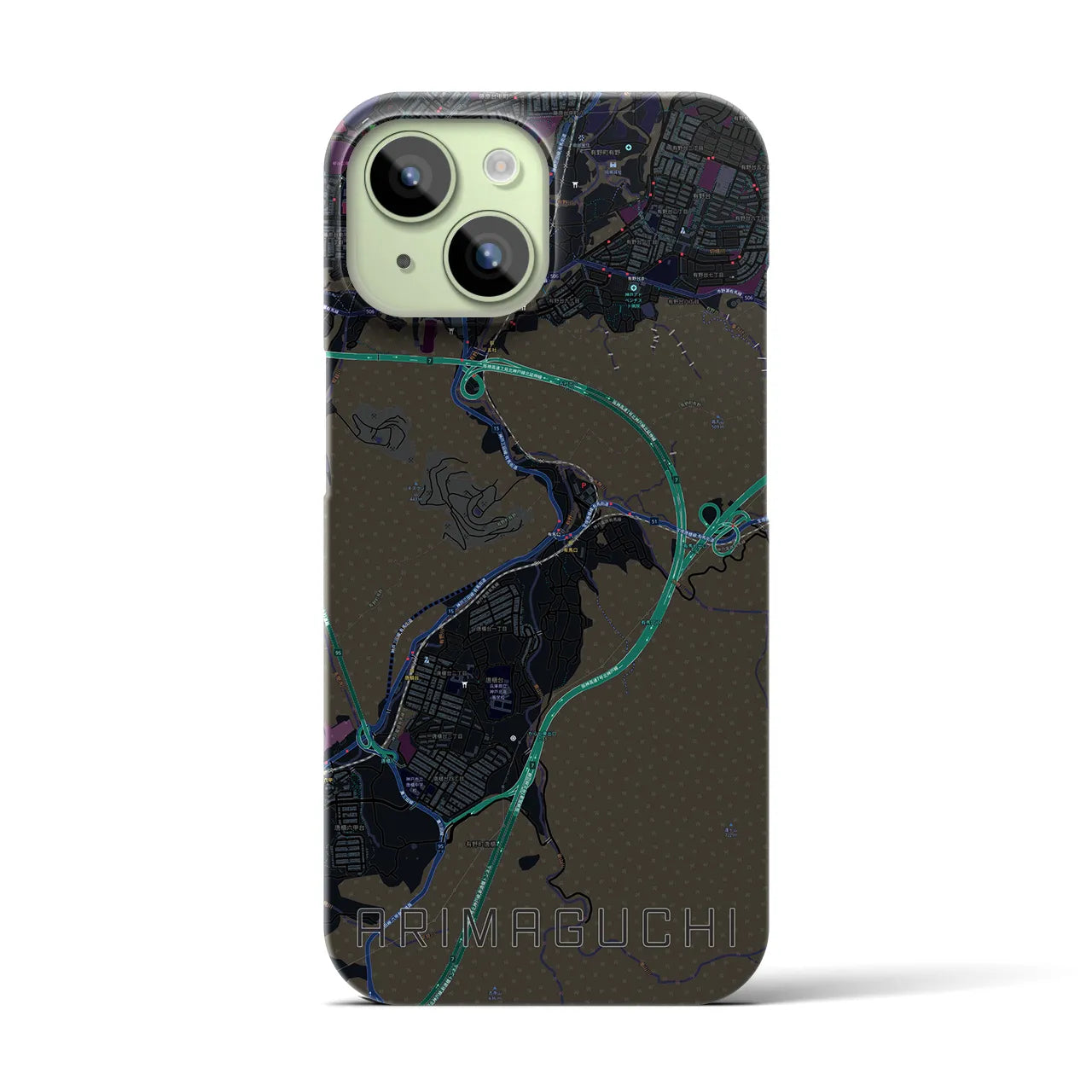 【有馬口(兵庫県)】地図柄iPhoneケース(バックカバータイプ)