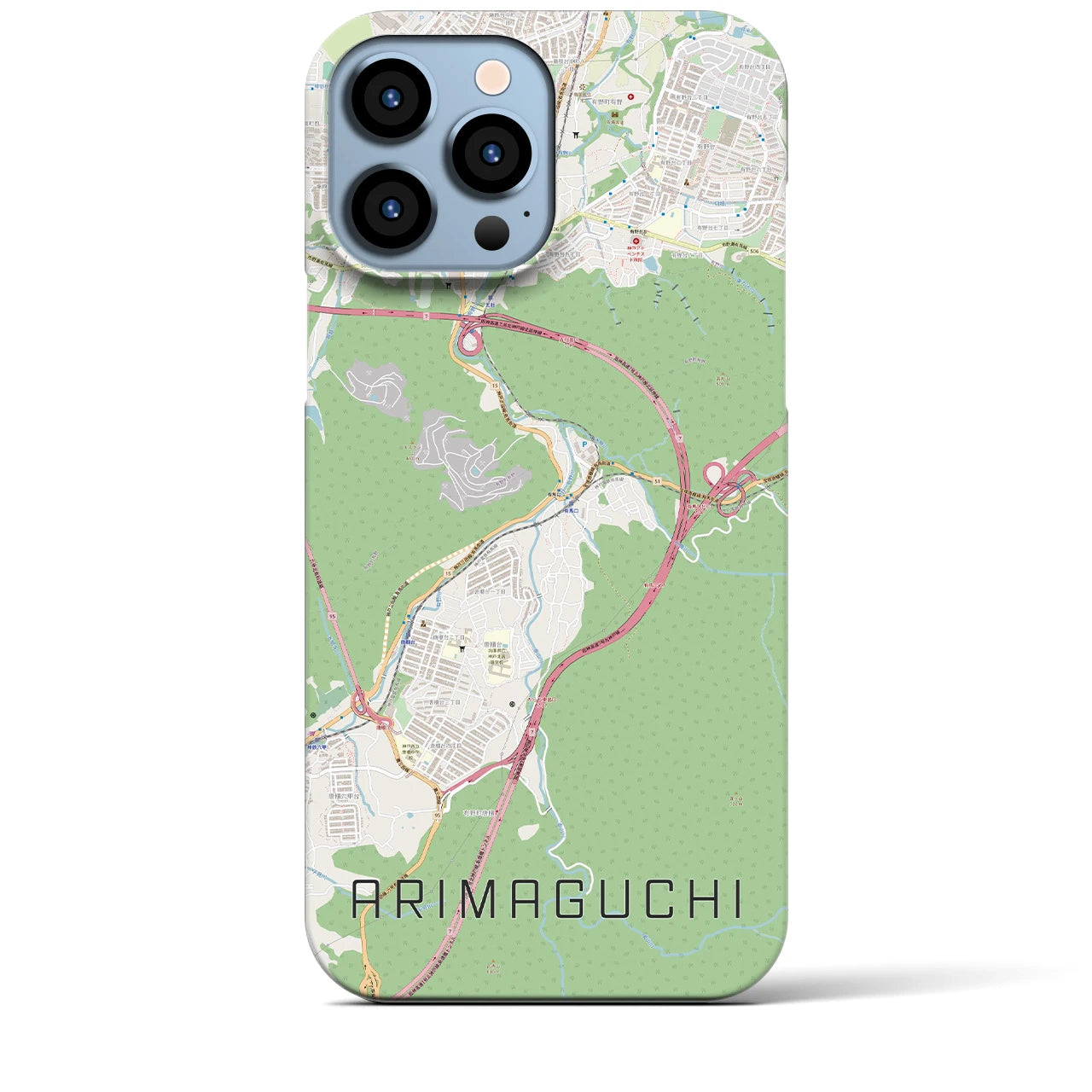 【有馬口(兵庫県)】地図柄iPhoneケース(バックカバータイプ)