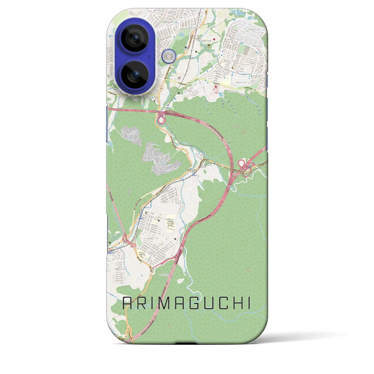 【有馬口(兵庫県)】地図柄iPhoneケース(バックカバータイプ)ブラック・iPhone 16 Pro Max 用