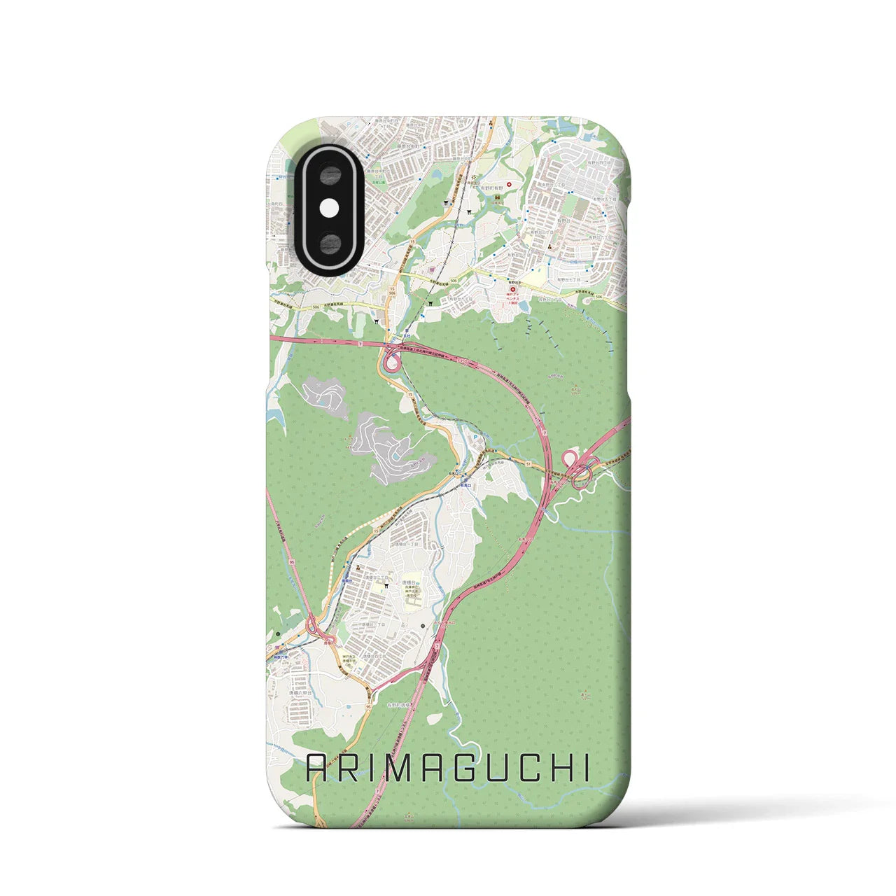 【有馬口(兵庫県)】地図柄iPhoneケース(バックカバータイプ)