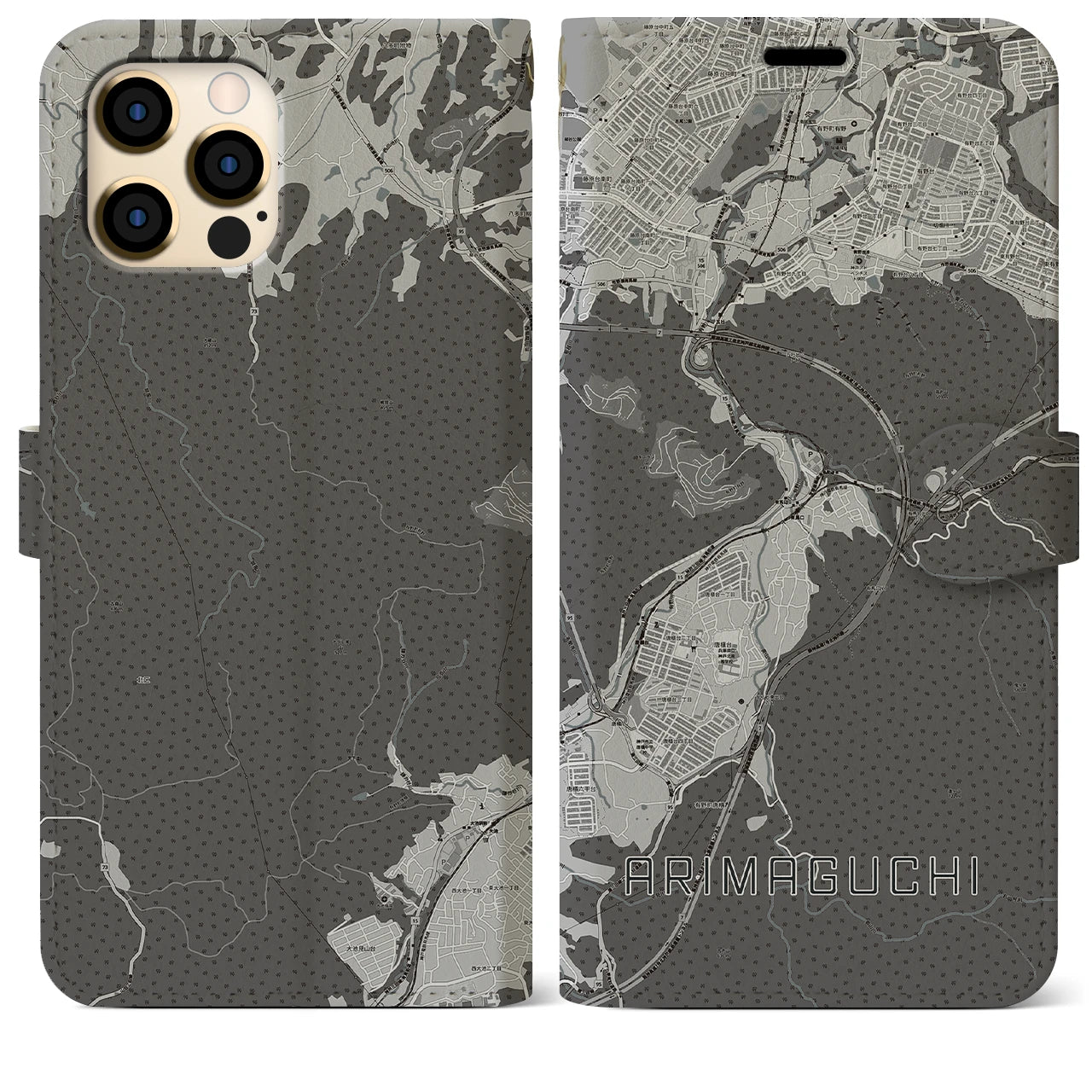 【有馬口(兵庫県)】地図柄iPhoneケース(手帳タイプ)