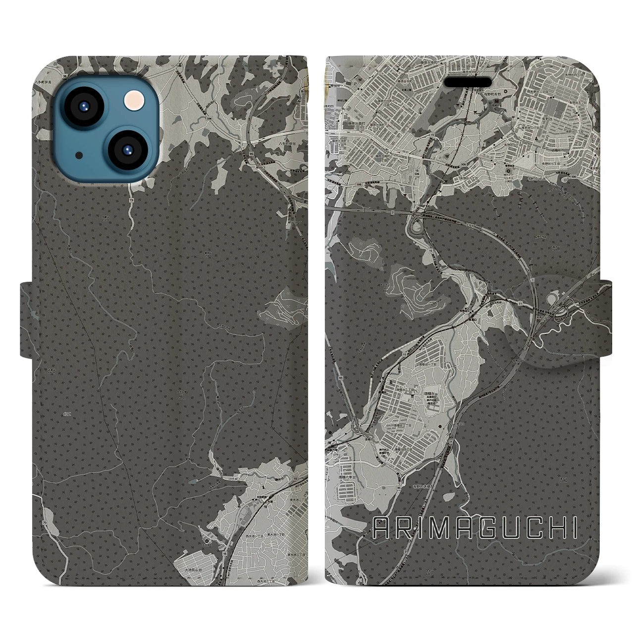 【有馬口(兵庫県)】地図柄iPhoneケース(手帳タイプ)