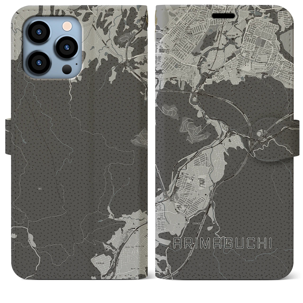 【有馬口(兵庫県)】地図柄iPhoneケース(手帳タイプ)