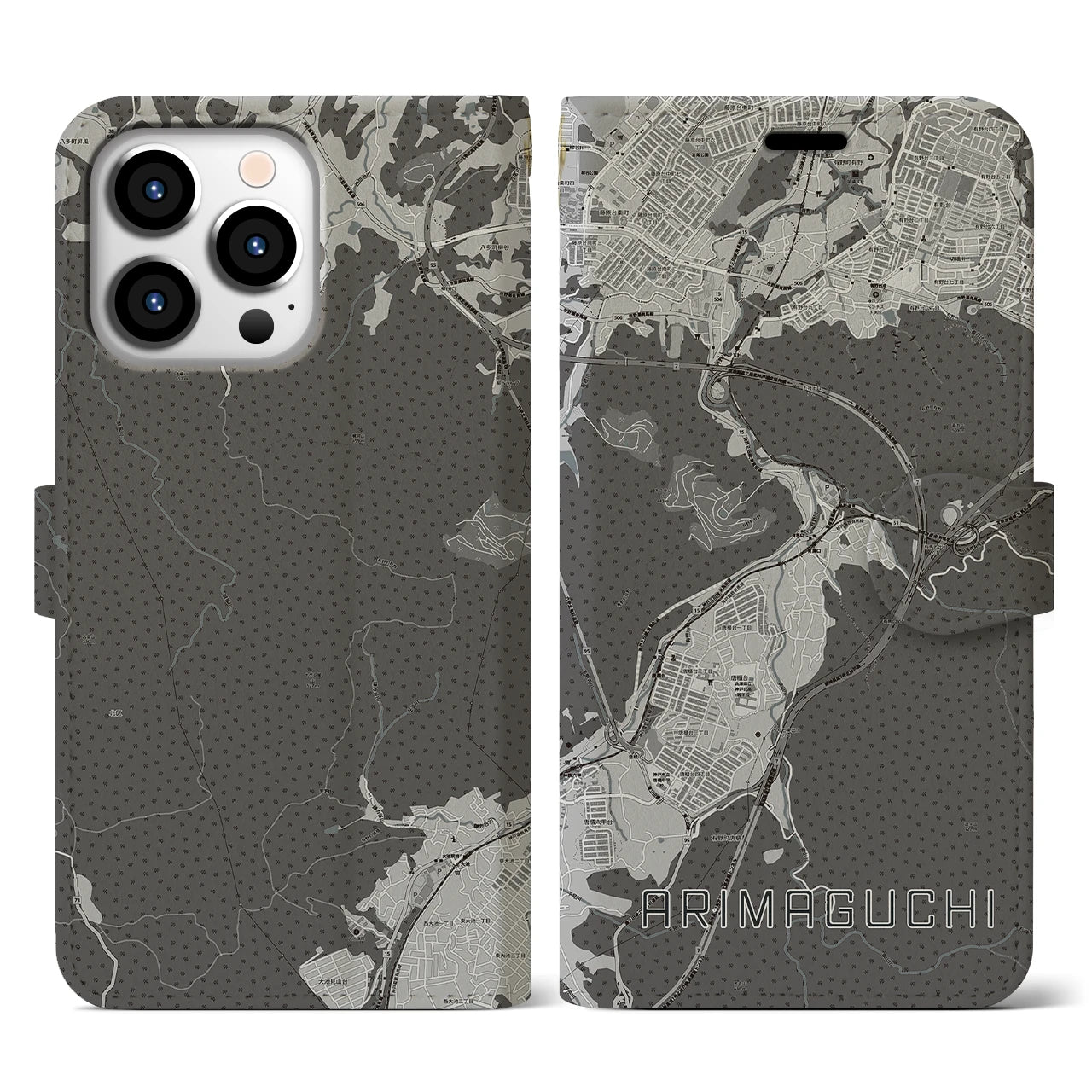 【有馬口(兵庫県)】地図柄iPhoneケース(手帳タイプ)
